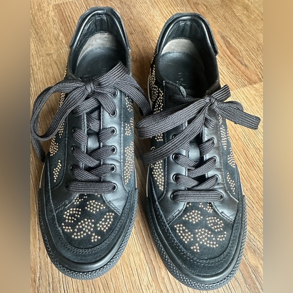 Rag and Bone women’s RB Army low top sneaker, studded leopard, black gold, 38.5 - Picture 4 of 13